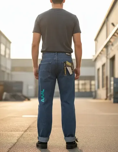 Jean Prelavado Azul De Trabajo Corte Recto