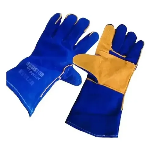 Guante Para Soldador Cuero Descarne Con Costura Klevar Azul