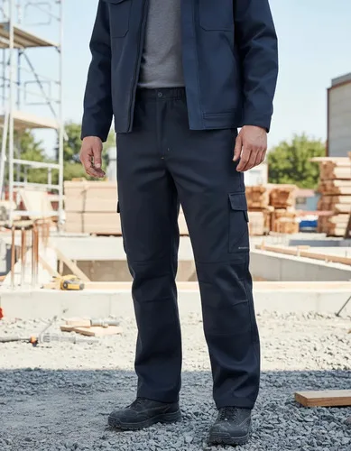 Pantalon Cargo De Trabajo Forrado En Polar Azul Oscuro Siber Azul Oscuro L Liso