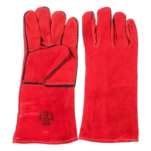 Guante Para Soldar Color Rojo Cuero Descarne