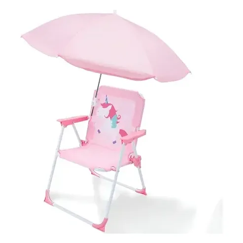 Silla Plegable Con Quitasol Camping Para Niños Playa Rosa
